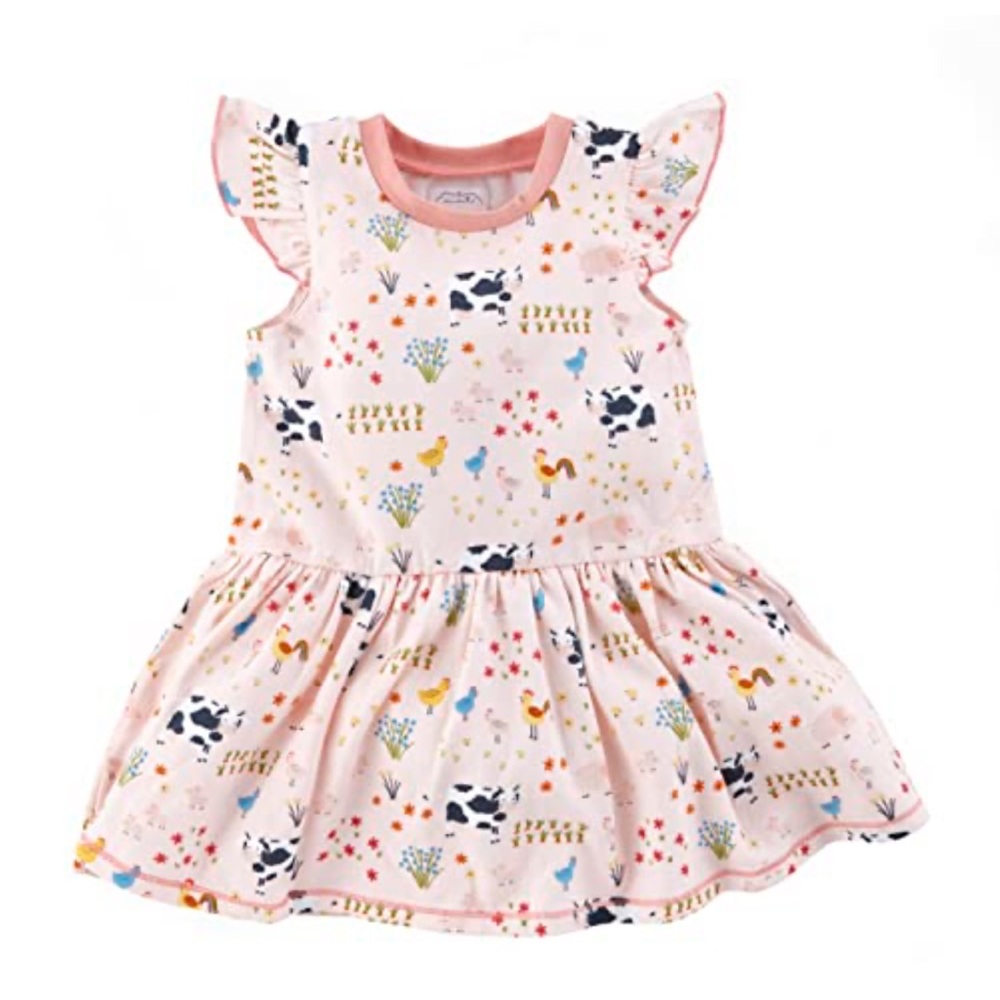 Mud Pie Pastel Farm Print Dress